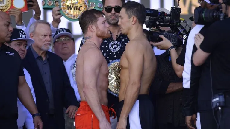 Así la ceremonia de pesaje antes de la pelea Canelo vs Golovkin