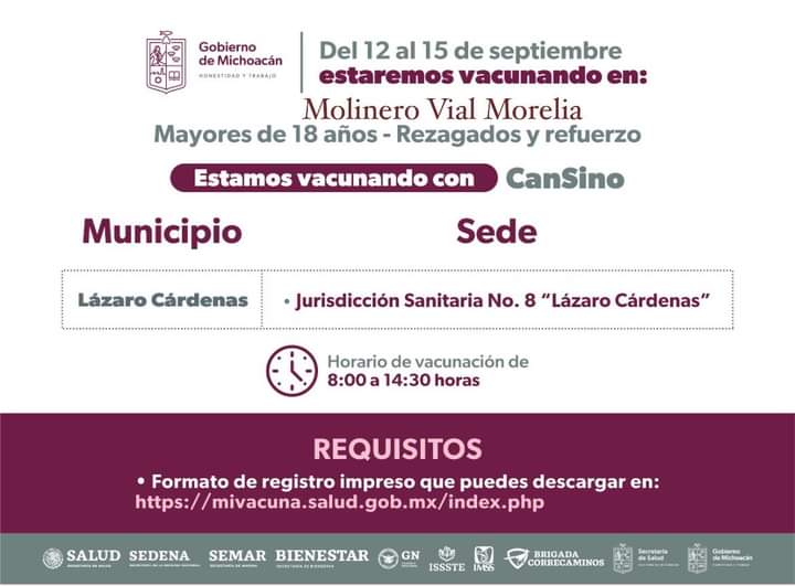 Inicia en Morelia aplicación de segunda dosis anticovid a menores de 5 a 11 años