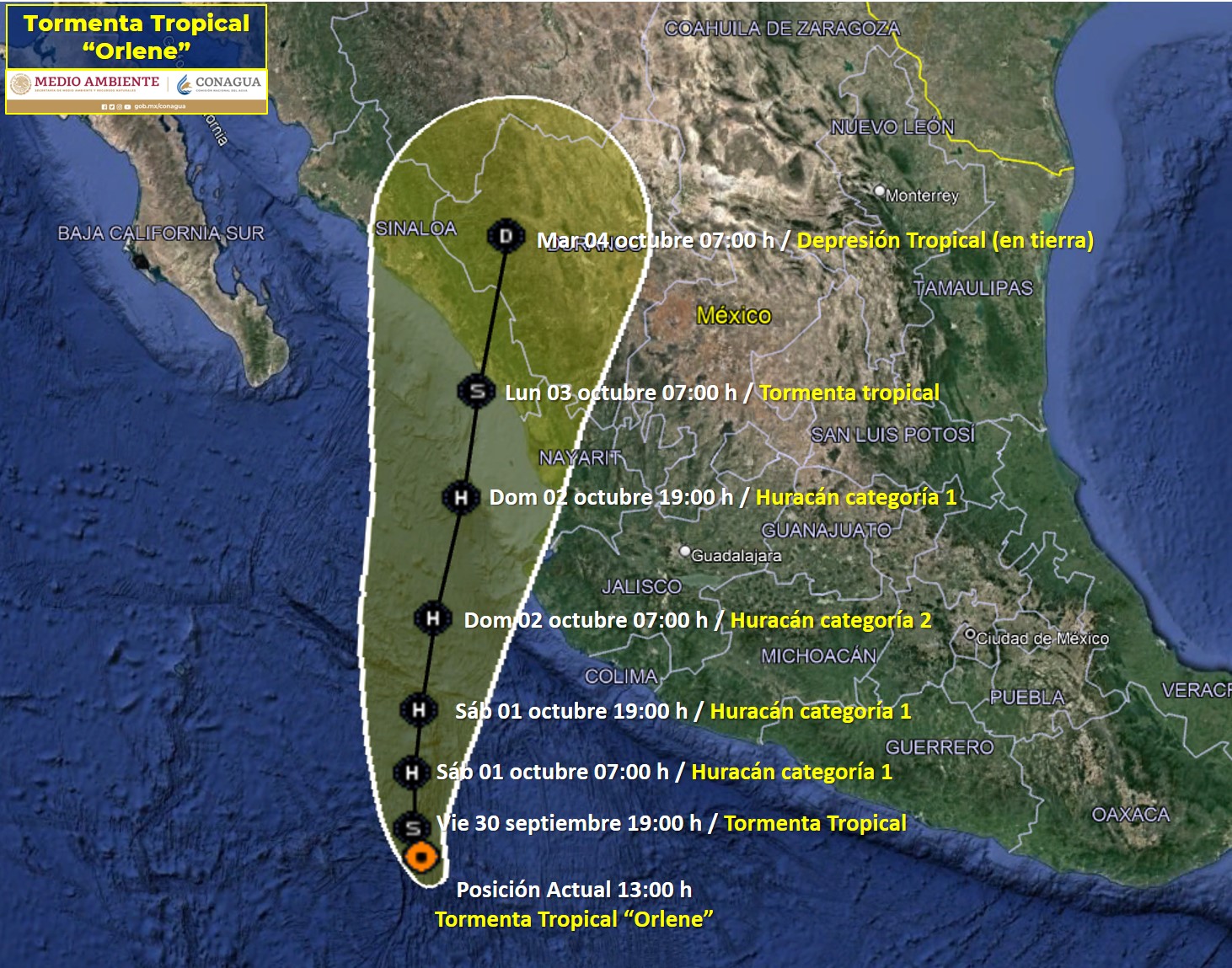 Prevén que tormenta Orlene sea huracán durante fin de semana