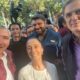Ebrard, Sheinbaum y Adán Augusto se reúnen en marcha de AMLO