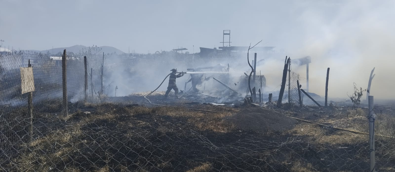 Incendio de pastizal provoca afectación a granja en Morelia