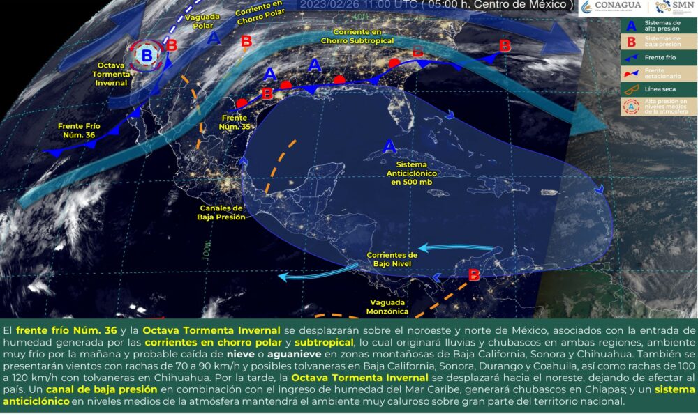 Se prevén lluvias y caída de nieve en noroeste de México