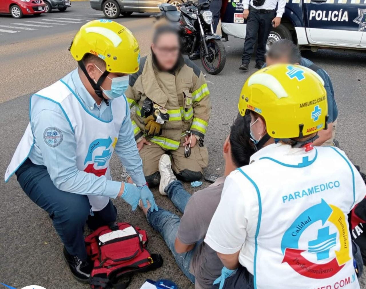 Motociclista choca en la calzada Ventura Puente y resulta lesionado