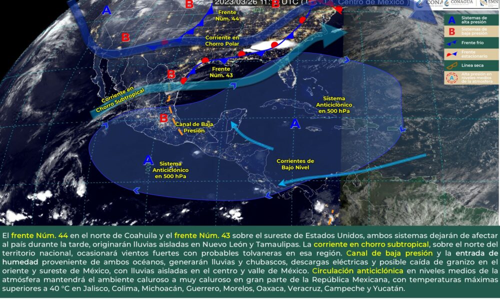 Se prevén lluvias y chubascos en oriente y sureste de México