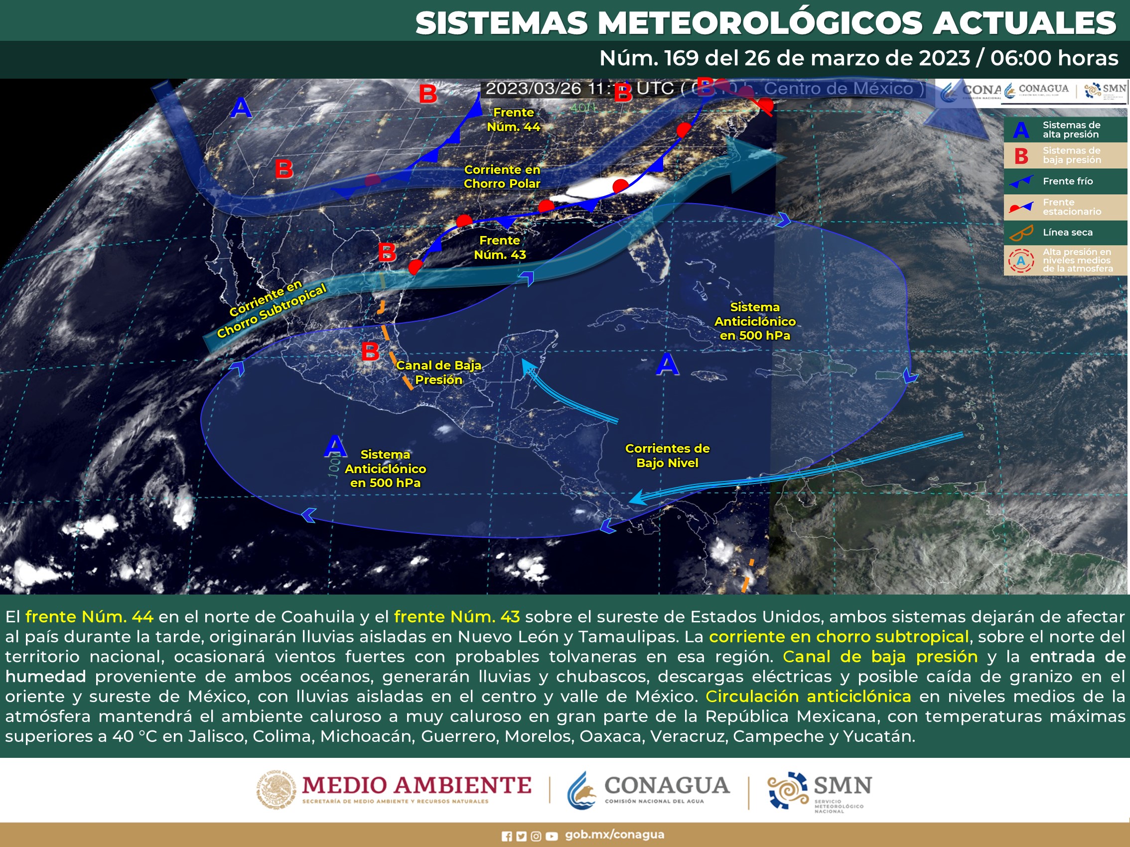 Se prevén lluvias y chubascos en oriente y sureste de México