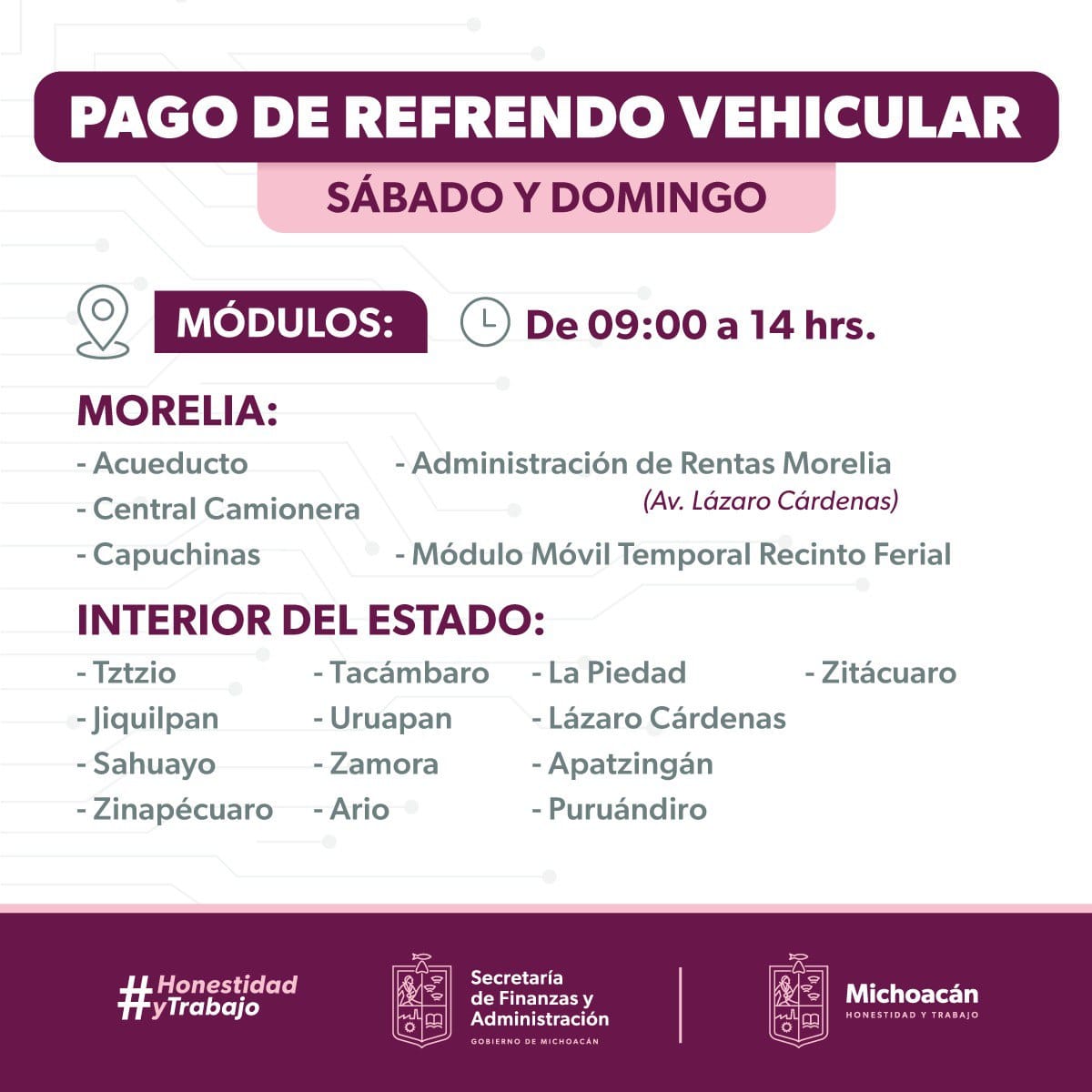 Abrir finanzas este fin de semana m dulos para pago del refrendo vehicular