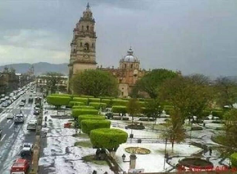 Morelia cubierta granizo
