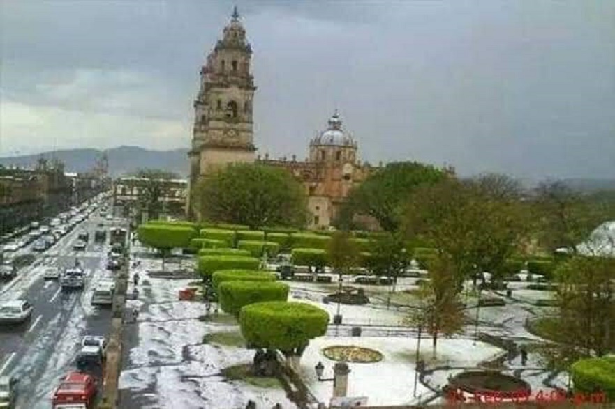 Morelia cubierta granizo