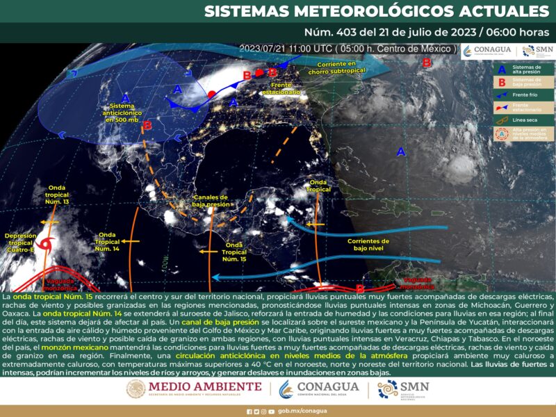 Prevén lluvias intensas en Michoacán por ondas tropicales