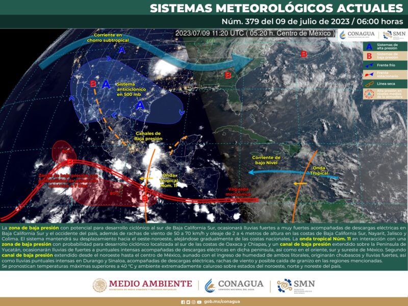 Se prevén lluvias fuertes en gran parte de México este domingo