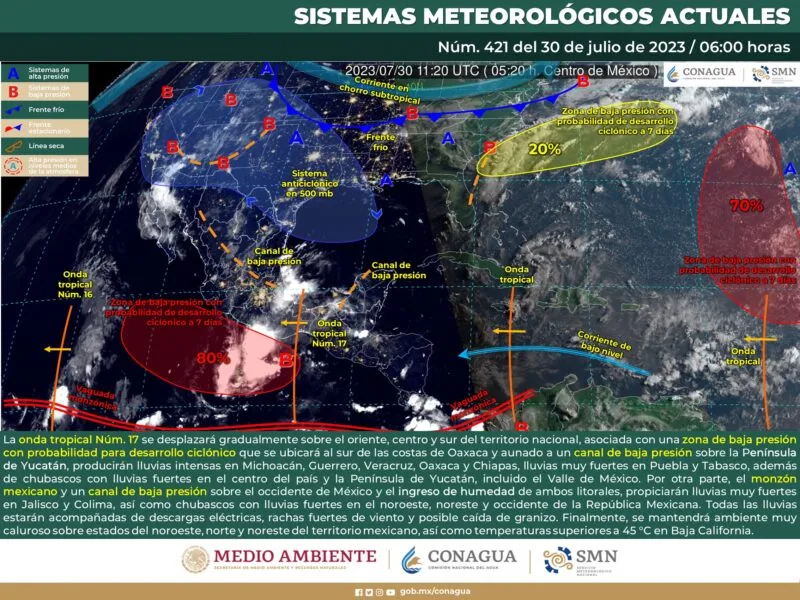 Se prevén lluvias intensas en Michoacán y 4 estados más