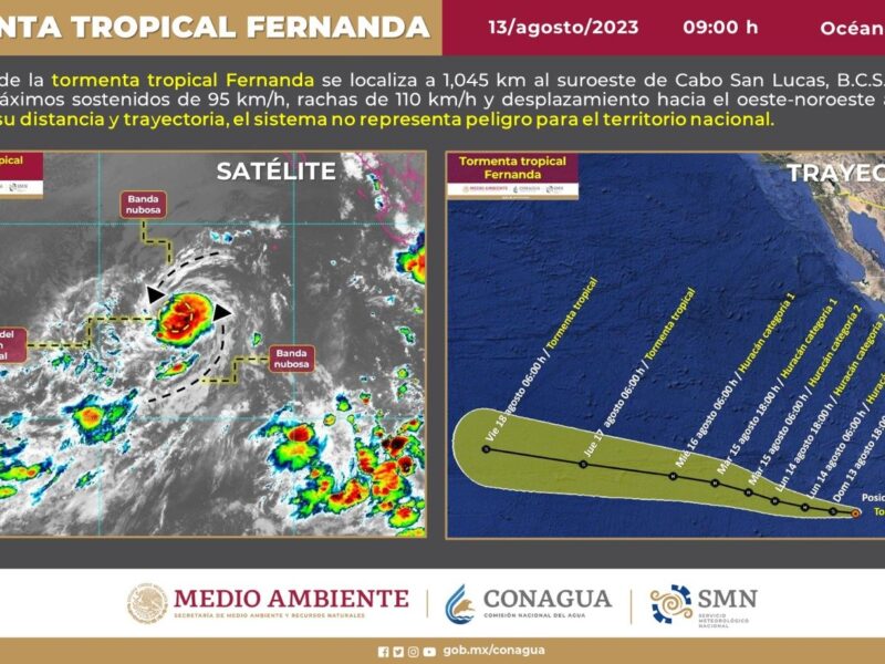 Se forma en el Pacífico la tormenta tropical Fernanda