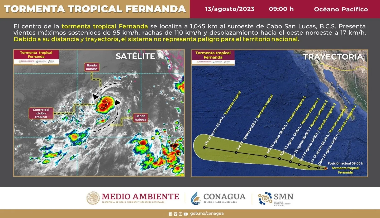 Se forma en el Pacífico la tormenta tropical Fernanda