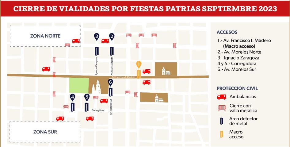 cierres por fiestas patrias Morelia