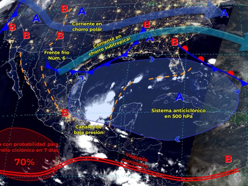 Frente frío provocará lluvias y descenso de temperatura en México