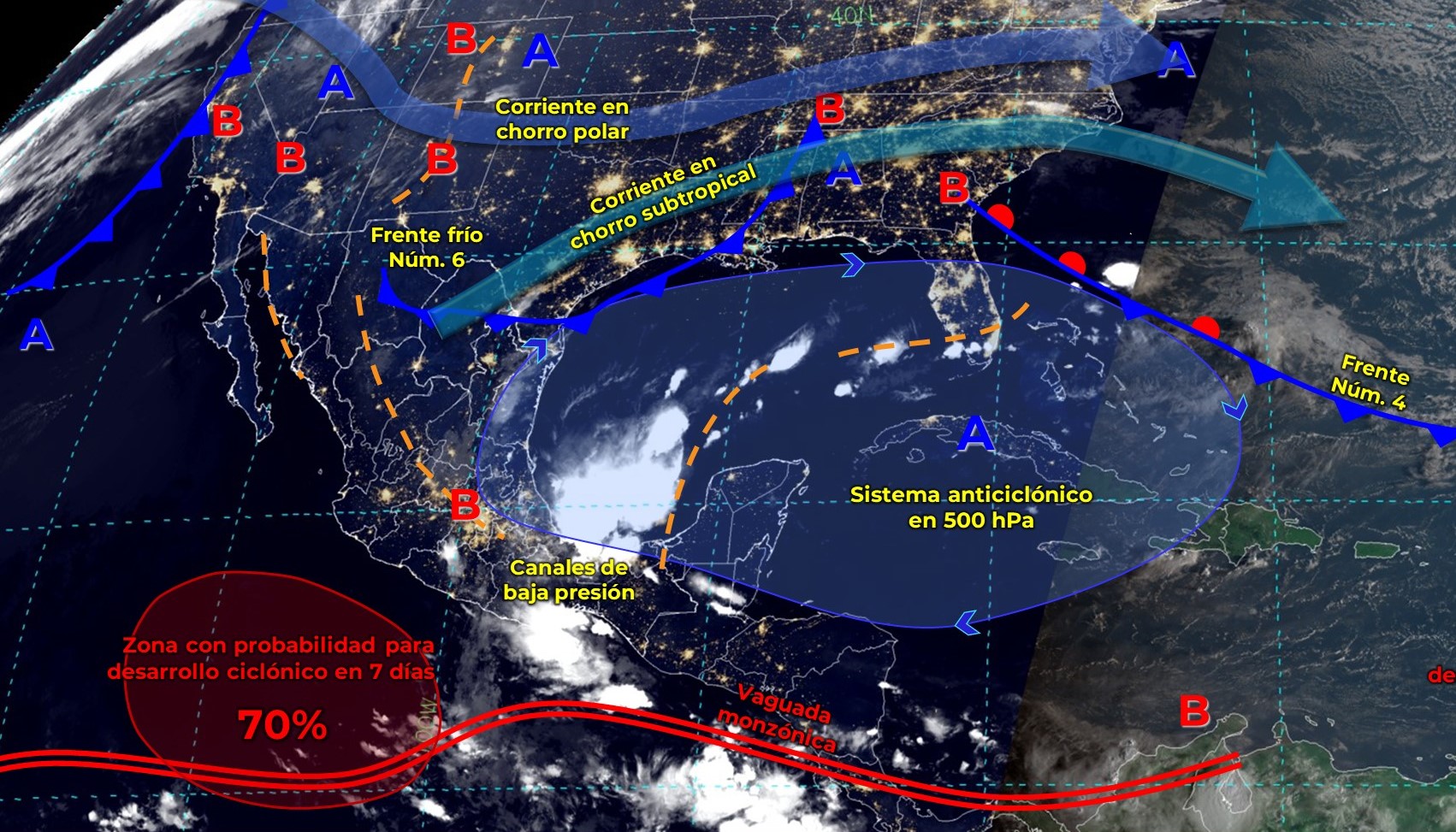 Frente frío provocará lluvias y descenso de temperatura en México