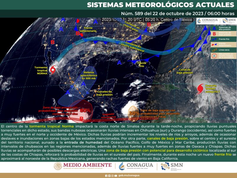 Se prevén lluvias torrenciales e intensas este domingo en México