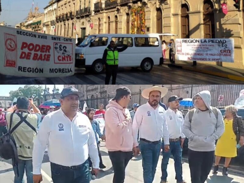 Divididas CNTE’s roja y guinda se manifestaron este martes en Morelia