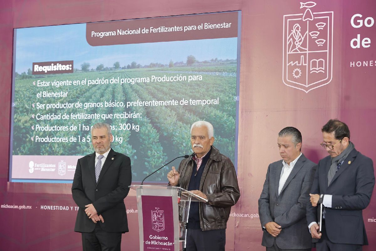 Bedolla anuncia beneficios del Programa Nacional de Fertilizantes