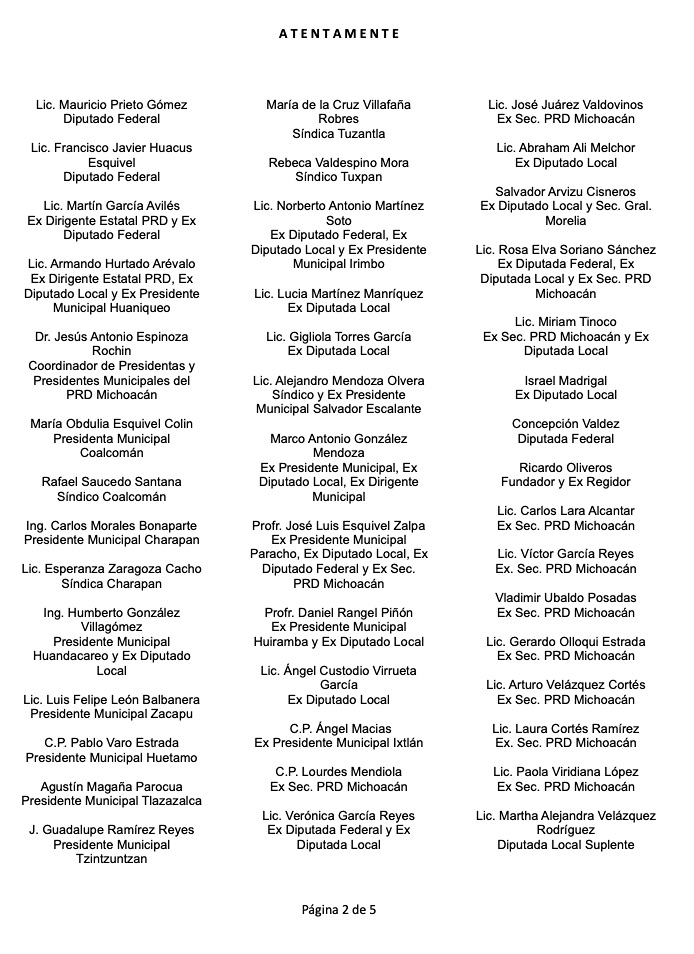 Lista de liderazgos perredistas en Michocán (2/5)