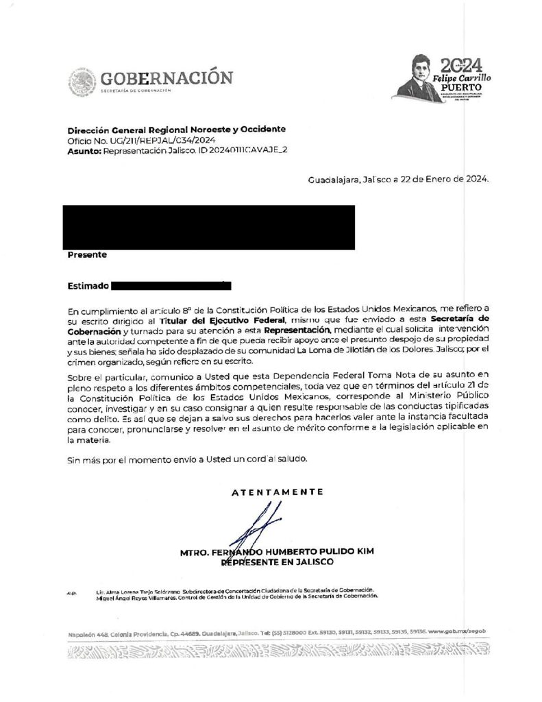 envían documento a autoridades por despalzados en Jalisco