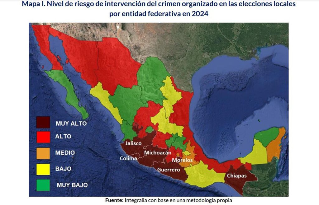 Mapa del riesgo de intervención del narco en elecciones