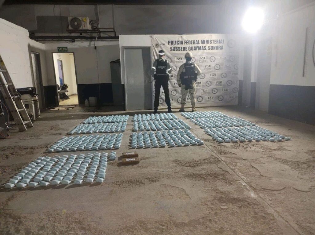 Policías federales resguardan decomiso de fentanilo en Sonora