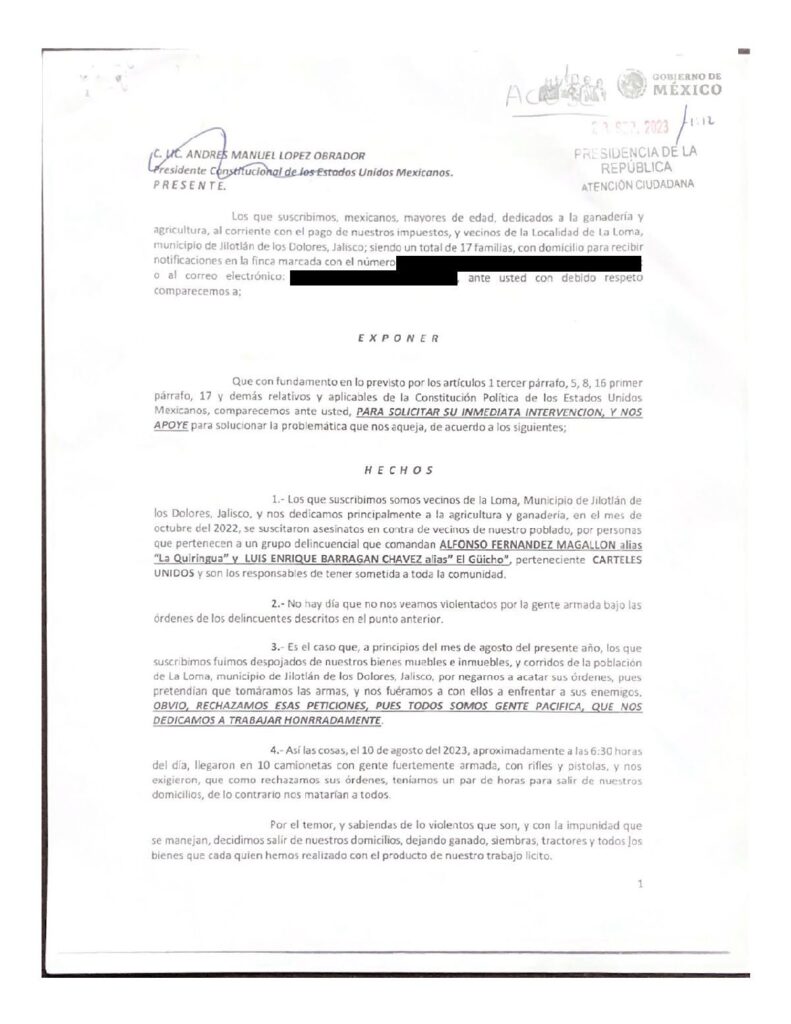 señalan a ingrentes del crimen organizado entre responsables de desplazados en jalisco