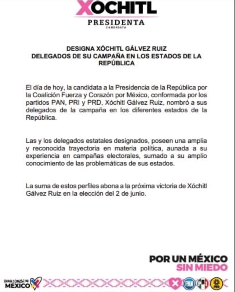 Campaña de Xóchitl Gálvez en Michoacán designación Edgar Blasio