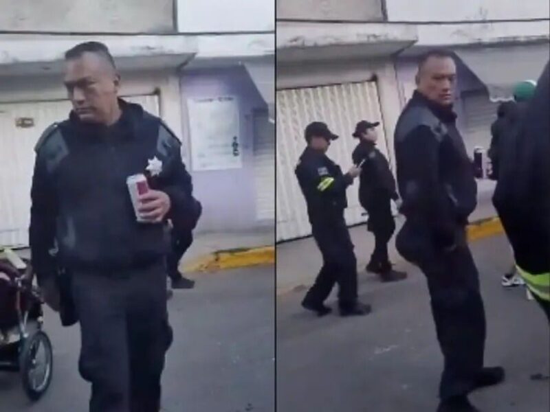 Policía ‘hasta las chanclas’, con cerveza en mano y uniformado