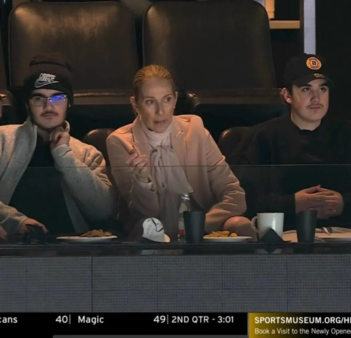 Célin Dion apareció en juego de hocky junto a sus hijos y Bon Jovi