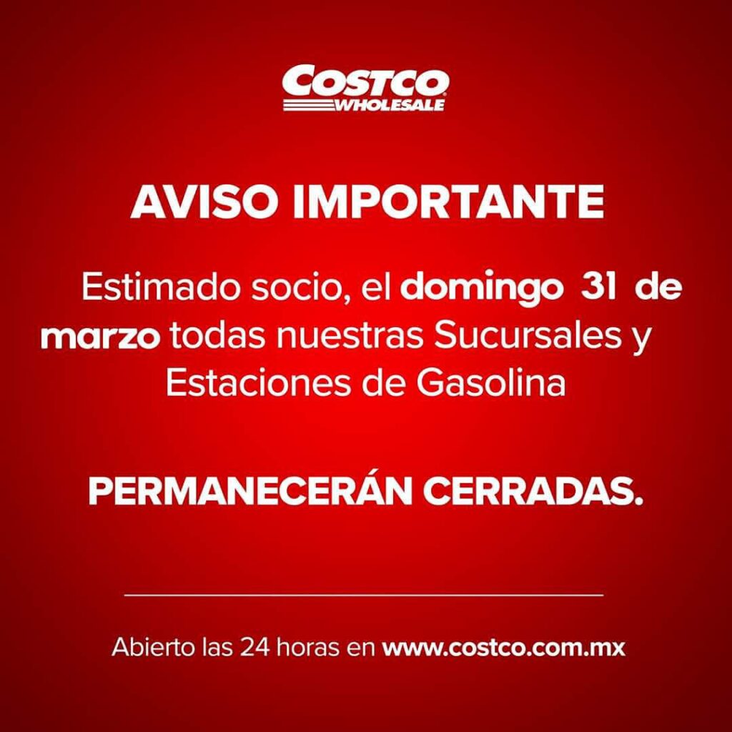 cierre costco morelia 31 de marzo 2