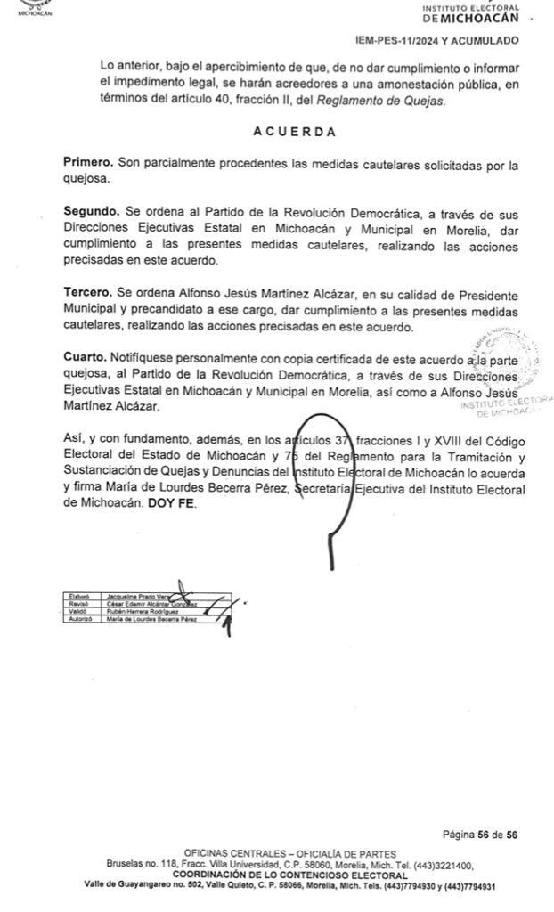 El IEM apercibe a Alfonso Martínez- documento 1