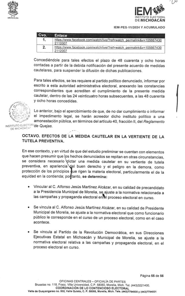 El IEM apercibe a Alfonso Martínez- documento 2