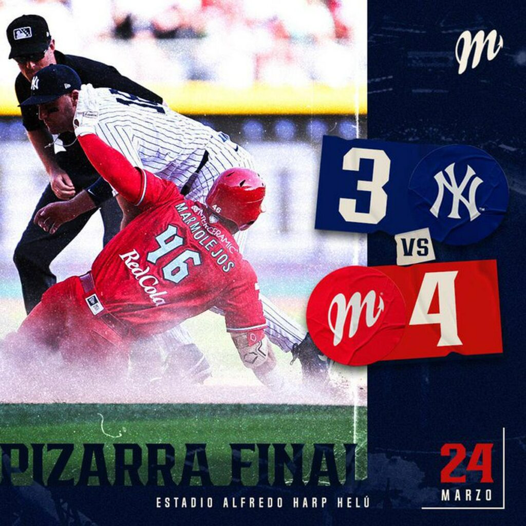 Los Diablos Rojos vencen a los Yankees de NY - pizarra