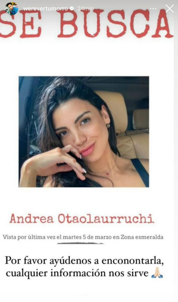 Reportan desaparición de Andrea Otaolaurruchi