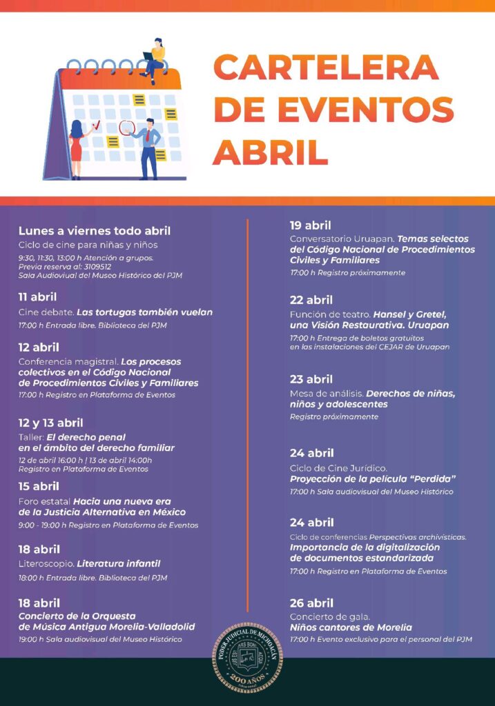 actividades que presenta el PJM para abril