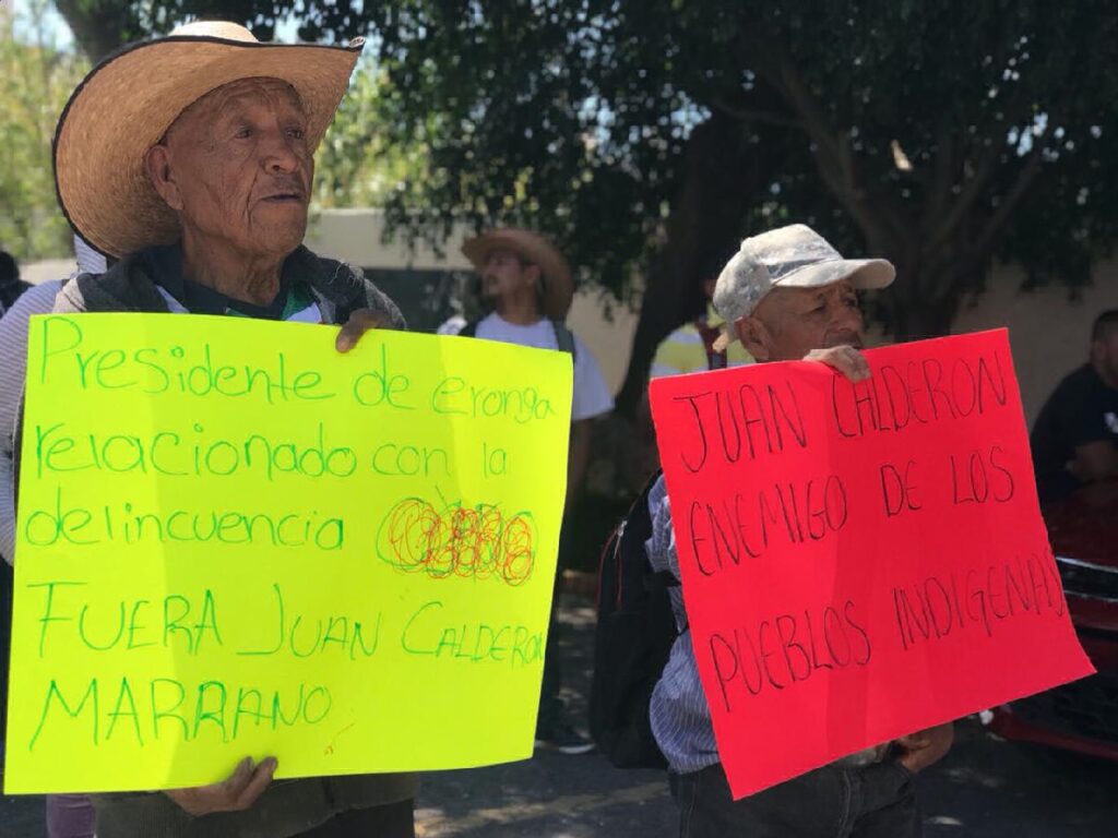 candidatura de alcalde en Erongarícuaro - manifestantes