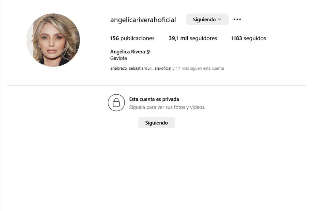 Cuenta de Angélica Rivera se vuelve privada