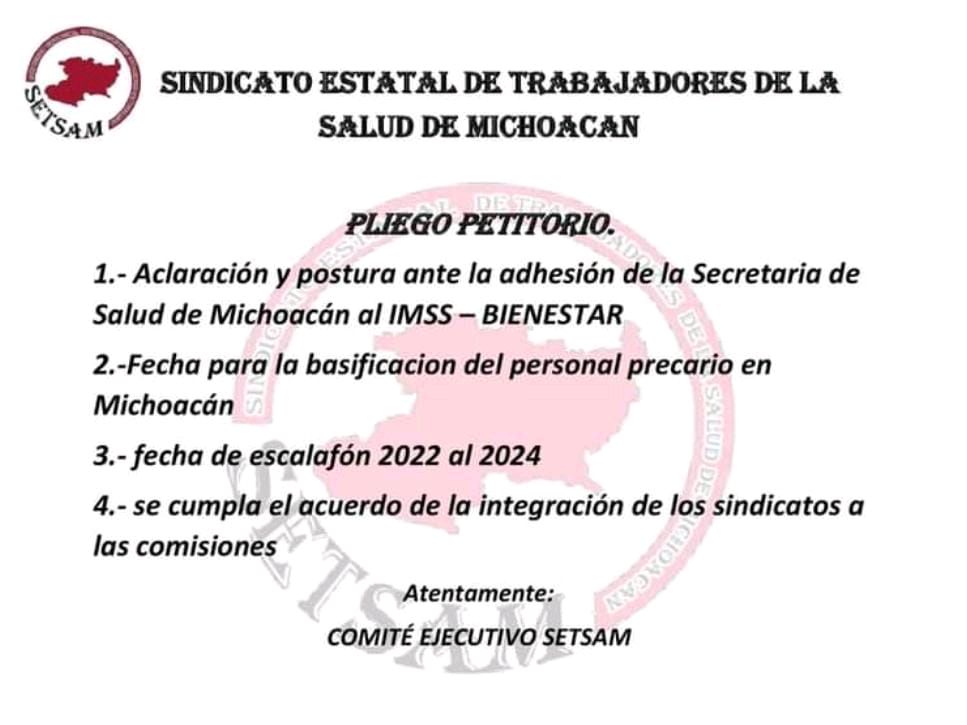 sindicato de salud expone demandas a la SSM