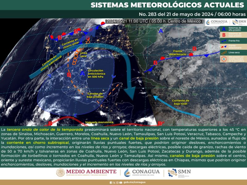 Pronostican temperaturas superiores a los 45 grados en 12 entidades de México