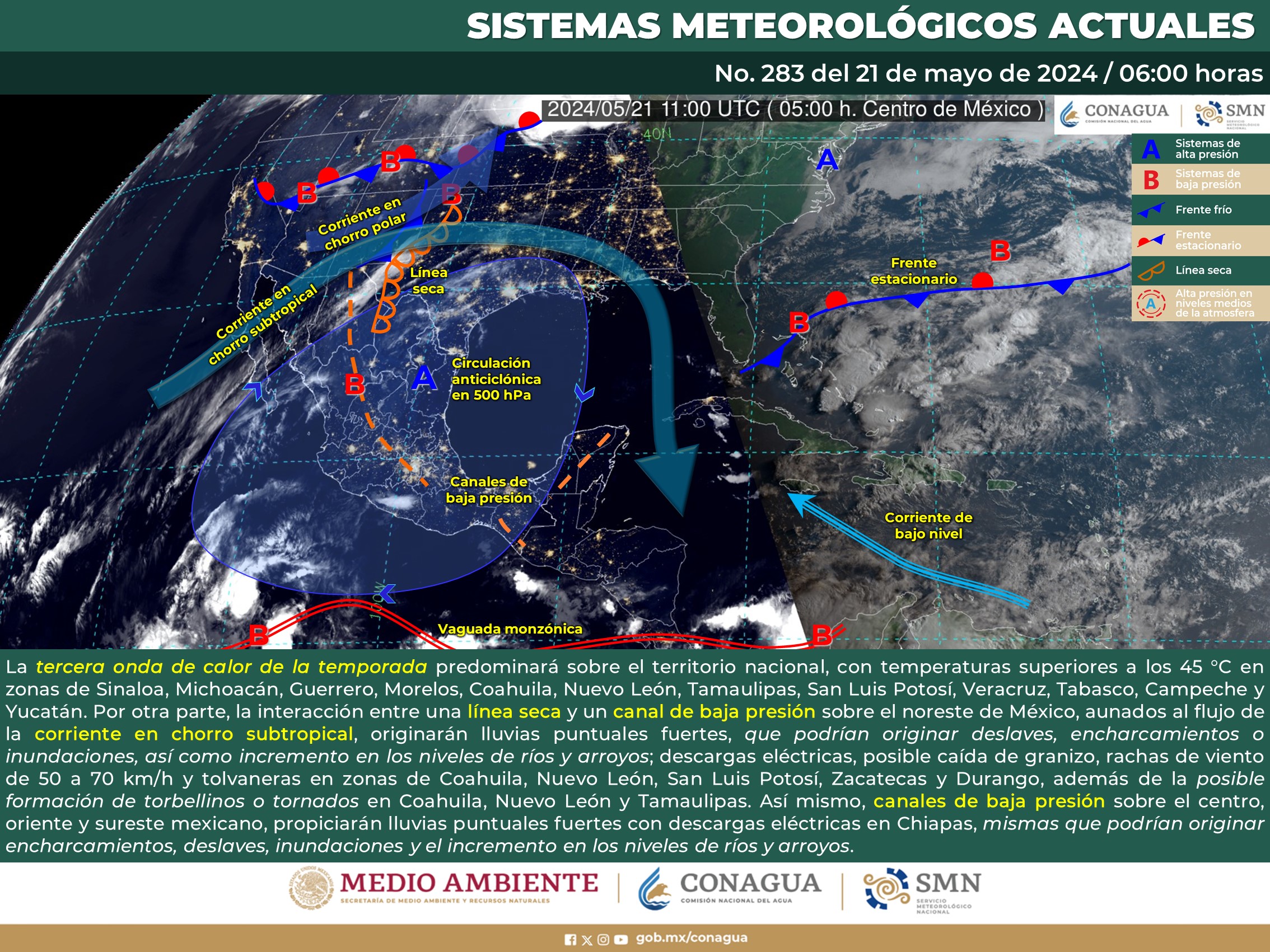 Pronostican temperaturas superiores a los 45 grados en 12 entidades de México