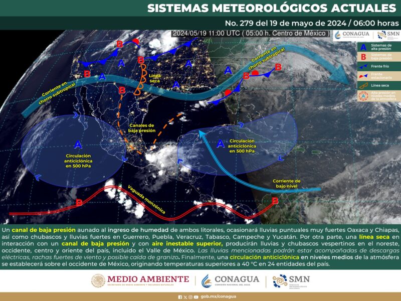 Se esperan lluvias muy fuertes y chubascos este domingo en México