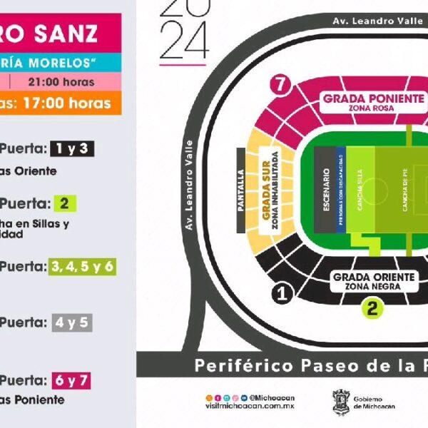 Guía de accesos para el concierto de Alejandro Sanz en Morelia
