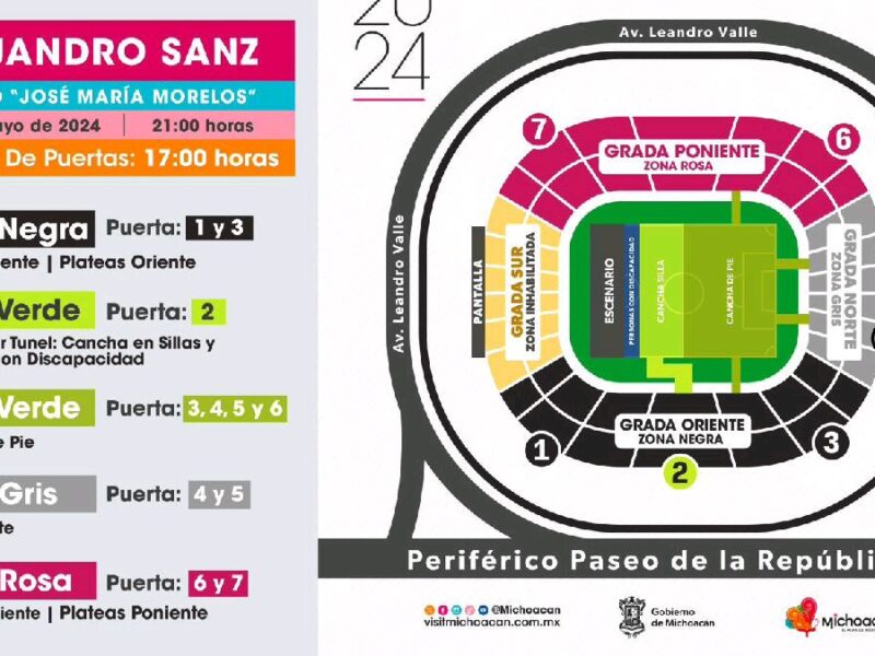 Guía de accesos para el concierto de Alejandro Sanz en Morelia