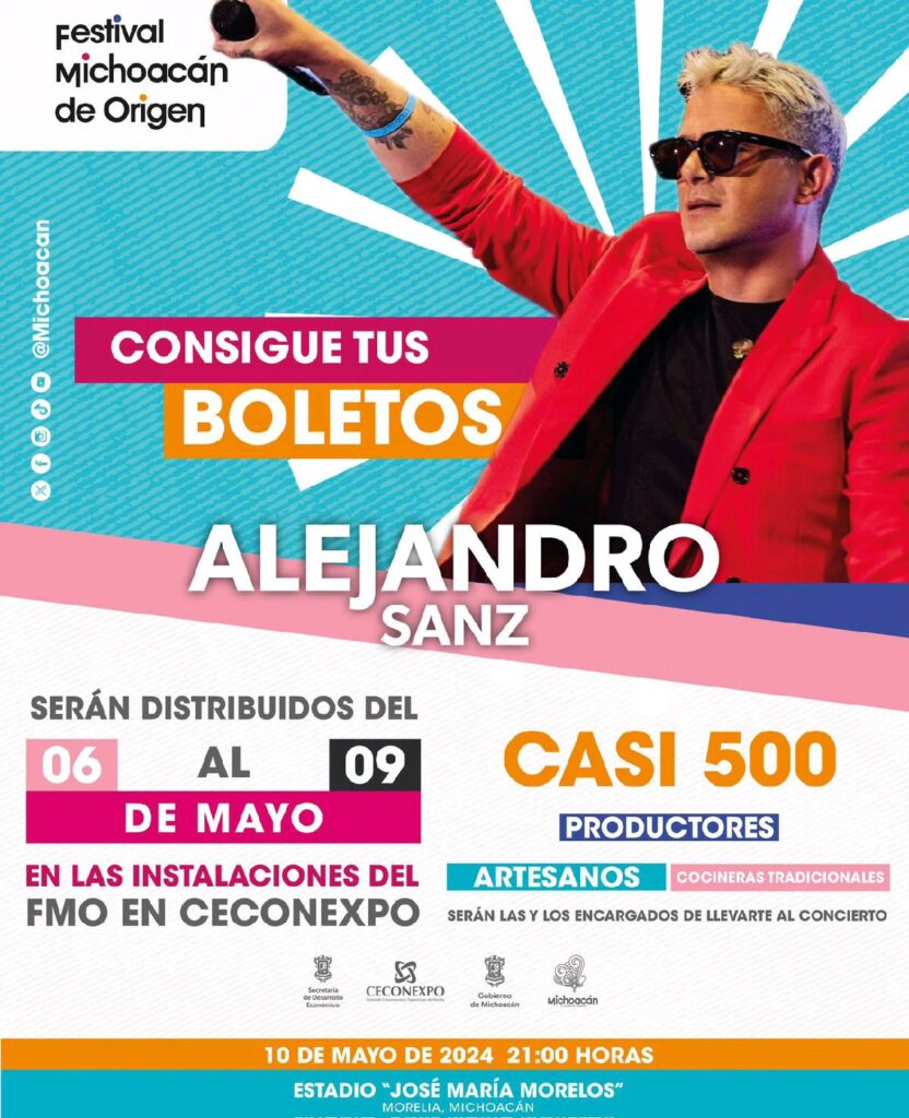 Alejandro Sanz en Morelia este 10 de mayo