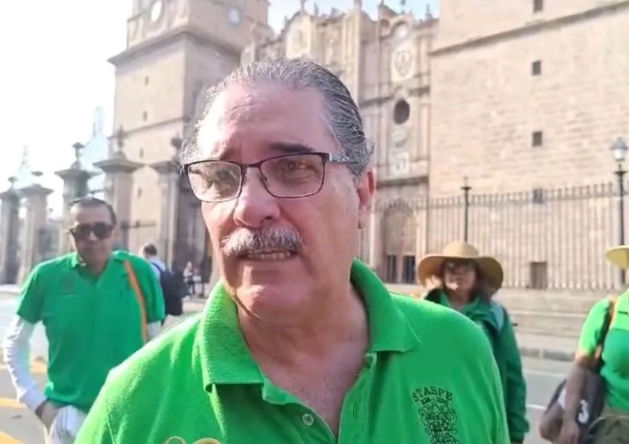 líder del STASPE desacrta fines elctorales en protesta en Michoacán