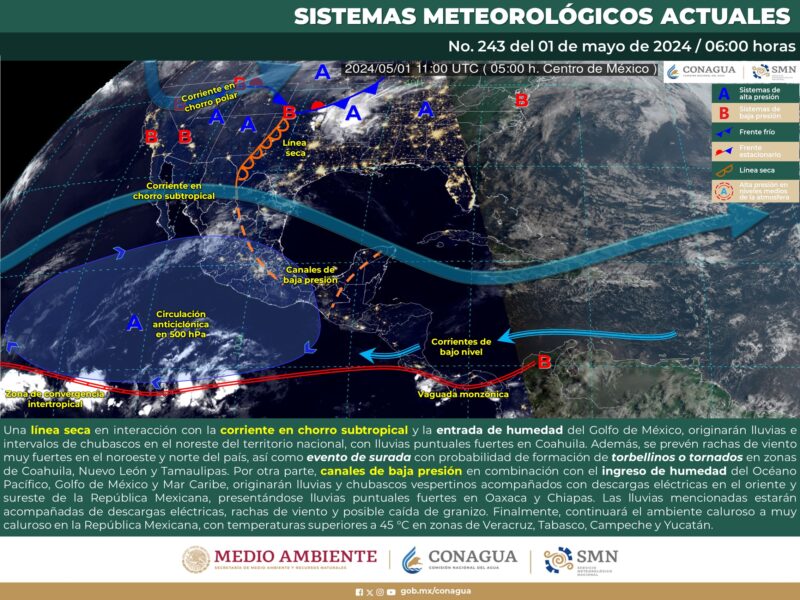 lluvias o chubascos en al menos 17 estados de México