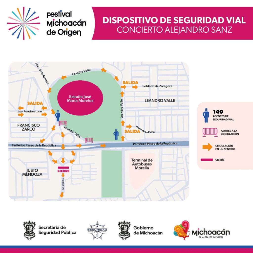 seguridad vial lista para concierto de Alejandro Sanz