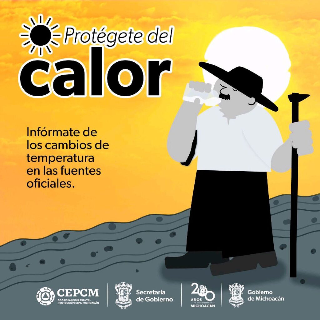 toma precauciones onda de calor - cartél